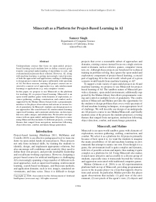 Minecraft 作为 AI 项目式学习平台